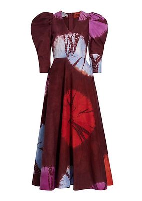 Dami Hand-Dyed Puff-Sleeve Maxi Dress
