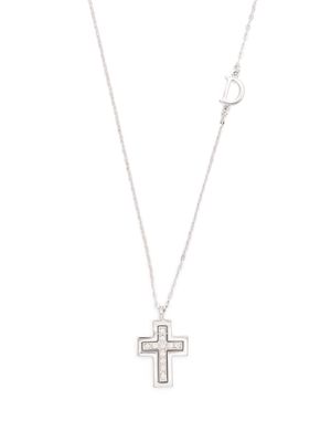 Damiani 18kt white gold diamond cross pendant necklace - Silver