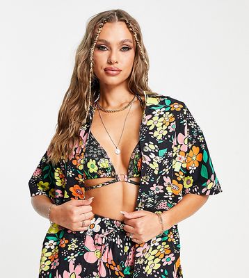 Damson Madder beach shirt in floral print - part of a set-Multi