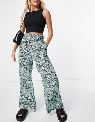 Damson Madder cotton wide leg pants in ditsy floral - part of a set-Blues