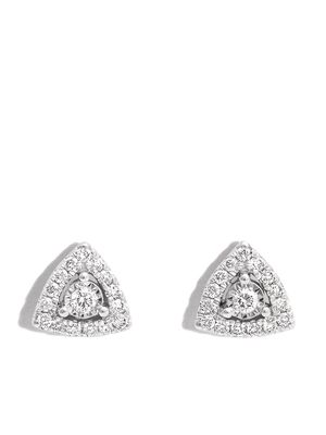 Dana Rebecca Designs 14kt white gold Emily Halo triangle diamond stud earrings - Silver