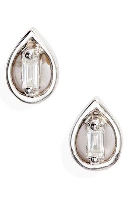 Dana Rebecca Designs Brielle Rose Pear Diamond Stud Earrings in White Gold 