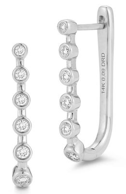 Dana Rebecca Designs Lulu Jack Diamond Bezel U Huggie Earrings in White Gold