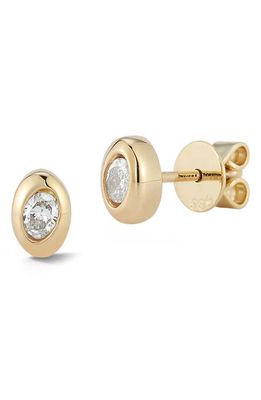 Dana Rebecca Designs Mikaela Estelle Oval Diamond Stud Earrings in Yellow Gold