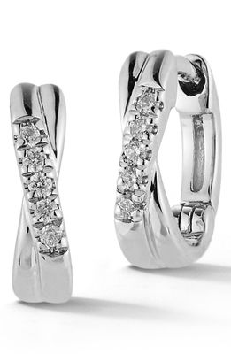 Dana Rebecca Designs Sylvie Rose Pave Diamond Huggie Hoop Earrings in White Gold/Diamond