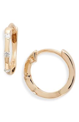 Dana Rebecca Designs Zoe Louise Mini Diamond Huggie Hoop Earrings in Yellow Gold/Diamond