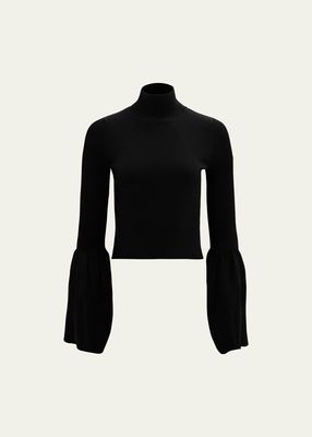 Dana Ribbed Trumpet-Sleeve Top