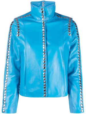 DANCASSAB Elvis stud-detailing leather jacket - Blue