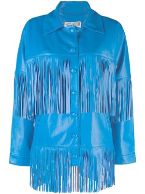 DANCASSAB fringe-detail polished-finish jacket - Blue