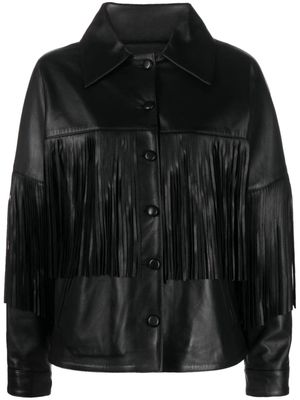 DANCASSAB fringed leather shirt jacket - Black