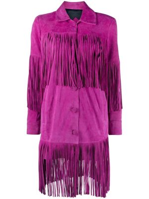 DANCASSAB Reina fringe-detail lambskin jacket - Purple