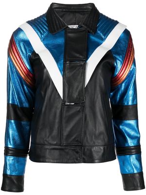DANCASSAB stripe-detailing biker jacket - Black