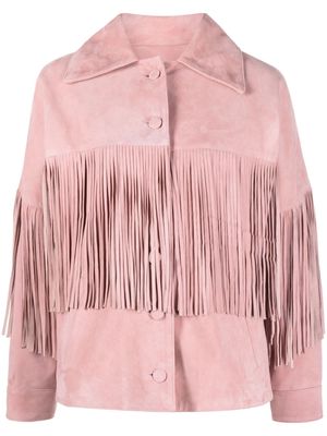DANCASSAB Taylor fringe-detail suede jacket - Pink