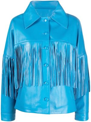 DANCASSAB Taylor fringed leather shirt jacket - Blue