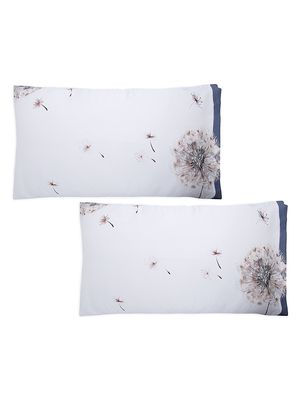 Dandelion Pillowcases 2-Piece Set - Navy - Size King - Navy - Size King