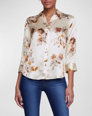 Dani Floral-Print Silk Shirt