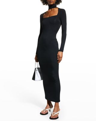 Dani Knit Turtleneck Maxi Dress with Front Cut-Out