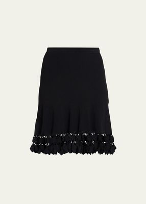 Danica Embellished-Hem Mini Knit Skirt