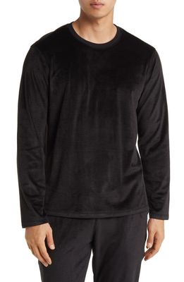 Daniel Buchler Chainlink Velour Long Sleeve Pajama T-Shirt in Black