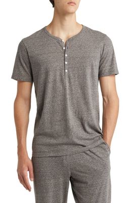 Daniel Buchler Heathered Recycled Cotton Blend Henley Pajama T-Shirt in Dark Grey