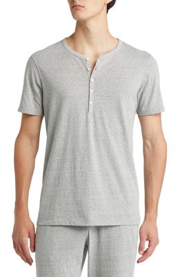 Daniel Buchler Heathered Recycled Cotton Blend Henley Pajama T-Shirt in Light Grey