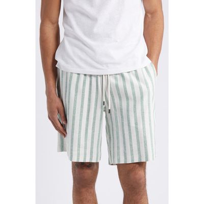 Daniel Buchler Stripe Linen & Cotton Pajama Shorts in Moss Stripe 