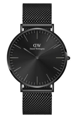 Daniel Wellington Classic Ashfield Mesh Strap Watch, 40mm in Black 