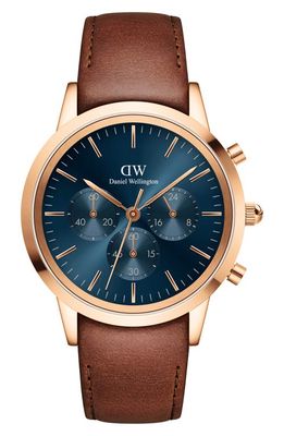 Daniel Wellington Iconic St. Mawes Chronograph Leather Strap Watch