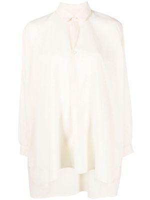 Daniela Gregis button-up draped wool shirt - Neutrals