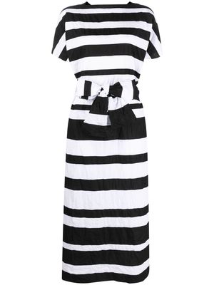 Daniela Gregis crinkled-effect striped midi dress - White