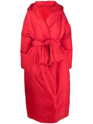 Daniela Gregis hooded belted padded coat - Red