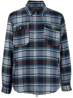 Daniele Alessandrini check-print zip-up shirt jacket - Blue
