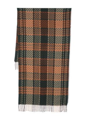 Daniele Alessandrini checked-pattern fringed scarf - Brown