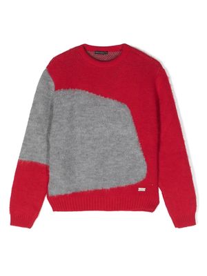 Daniele Alessandrini colour-block brushed-knit jumper - Red