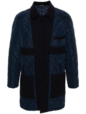 Daniele Alessandrini contrast-trim quilted single-breasted coat - Blue