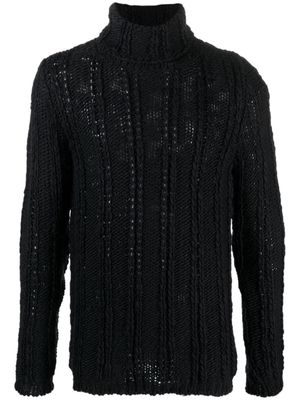Daniele Alessandrini fisherman's-knit roll-neck jumper - Black