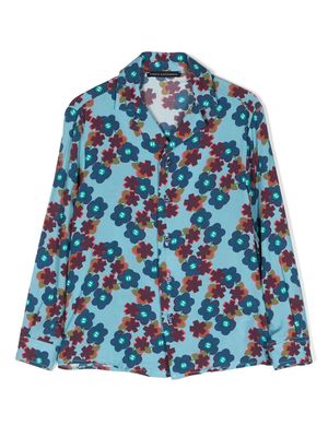 Daniele Alessandrini floral-pattern long-sleeve shirt - Blue