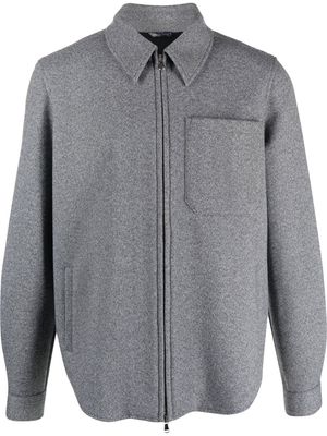 Daniele Alessandrini herringbone-pattern zip-up shirt jacket - Grey