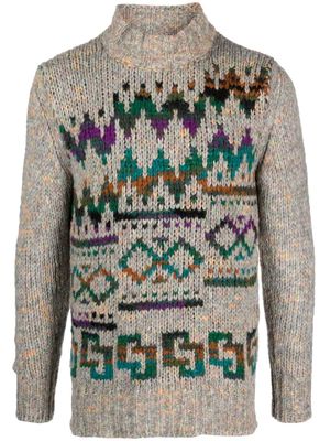 Daniele Alessandrini patterned-intarsia crochet-knit jumper - Pink