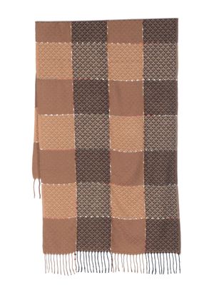 Daniele Alessandrini patterned-jacquard fringed scarf - Neutrals