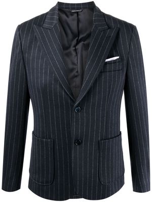 Daniele Alessandrini pinstriped single-breasted suit jacket - Blue