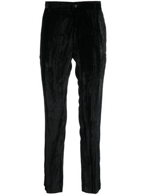 Daniele Alessandrini tapered-leg velvet trousers - Black