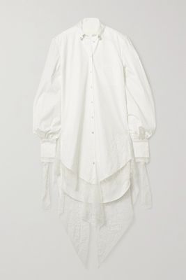 Danielle Frankel - Naomi Lace-trimmed Poplin Shirt Dress - Ivory