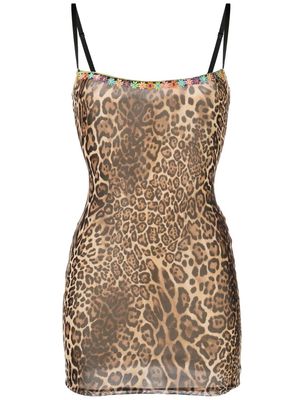 Danielle Guizio leopard-print mini dress - Brown