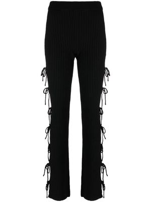 Danielle Guizio ribbed-knit tied trousers - Black