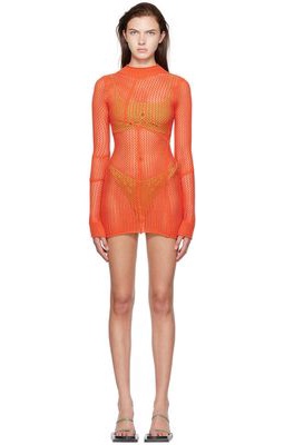 Danielle Guizio SSENSE Exclusive Orange Minidress