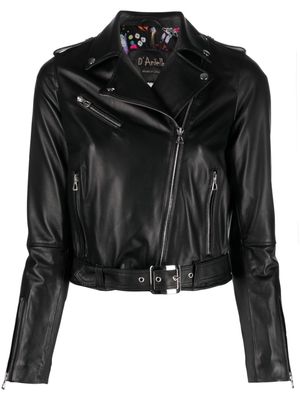 D'aniello leather biker jacket - Black