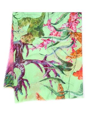 D'aniello painterly-print modal-blend scarf - Green