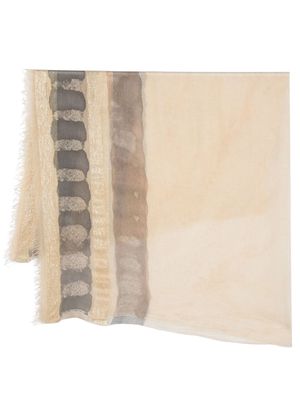 D'aniello stripe-print frayed-edge scarf - Neutrals