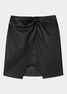 Danija Button-Front Mini Skirt with Front Twist